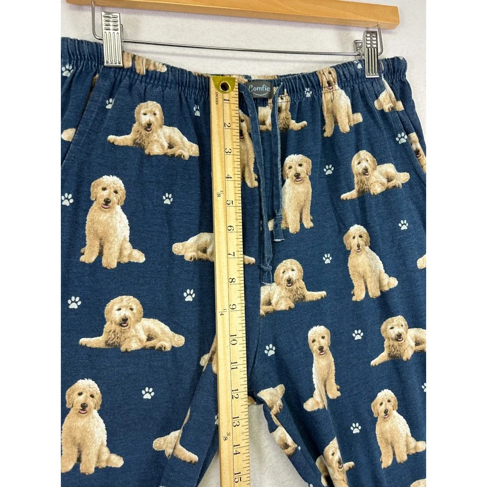 Dog Lover Comfies Unisex Large Navy Blue Golden Doodle Print Pajama Lounge Pants - Picture 7 of 11